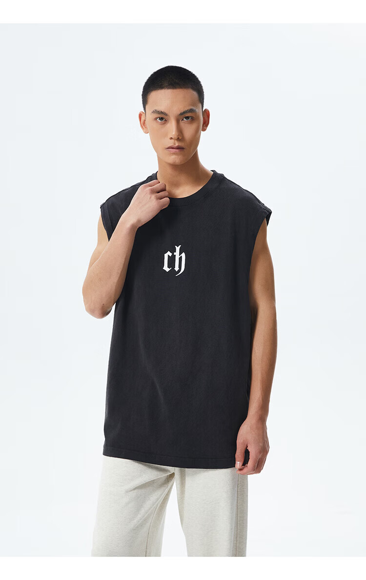 CHINISM Classic Cotton Logo Vest Men Summer Breathable Sleeveless Tank Top XV2333H6031 5
